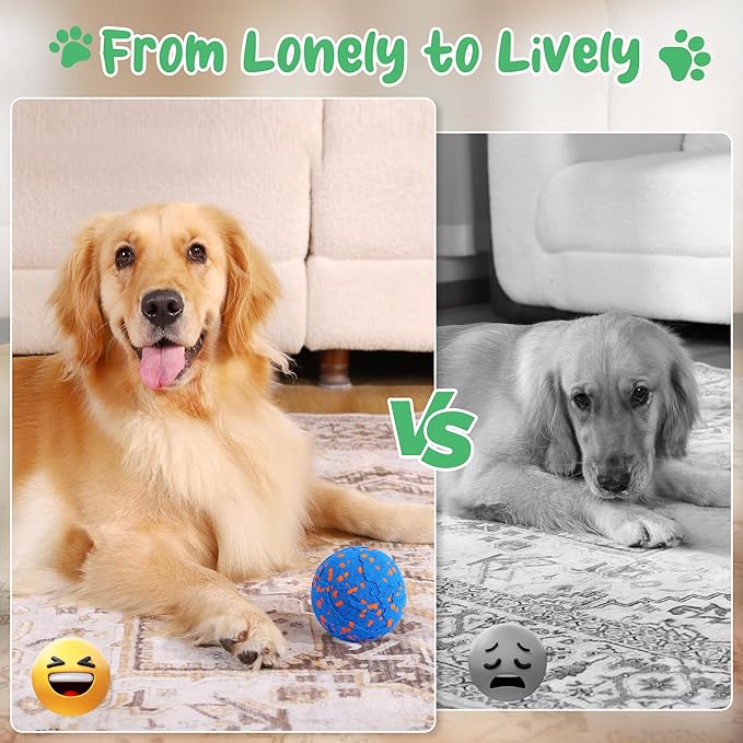 Smart Interactive Dog Toys,Vibrating Dog Ball,Electric Dog Chew Toys for Medium and Large Dogs,Chew-Proof Shell,Automatic Moving/Bouncing/Rotating, E-TPU Material,Ip68 Waterproof