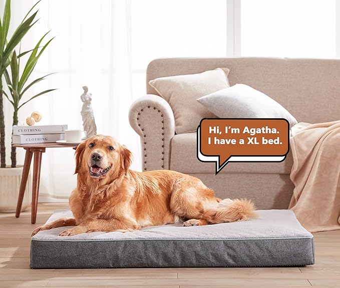 Extra Large Dog Bed, Cooling Dog Beds for Large Dogs, Washable Orthopedic Pet Bed for Crate with Joint Relief Memory Foam, Waterproof Liner and Plush Cover (41"x 29")
