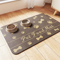 Pet Feeding Mat-Absorbent Pet Placemat for Food and Water Bowl, with Waterproof Rubber Backing, Quick Dry Water Dispenser Mat for Dog and Cat (20"x12", Brown)