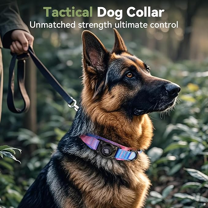 2026 Upgrade Waterproof AirTag Dog Collar, Military Tactical Dog Collar with AirTag Holder, Comfortable Control Handle and Metal Buckle, GPS Dog Collar Holder for Medium to Large Dogs (Snow Cone,XL)