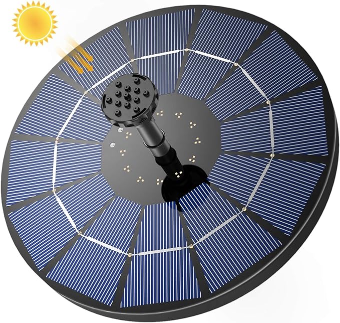 AISITIN Solar Fountain with 3.5 W Solar Panel, 1500 mAh Battery - 6 Effects for Pool, Fish Pond, Bird Bath, Garden