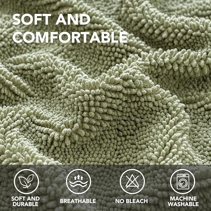 H.VERSAILTEX Non Slip Pet Couch Cover Chenille Dog Bed Protector Thick Soft Sofa Slipcover Pet Friendly Washable Couch Cushion Covers for Pets (52" x 82", Sage)