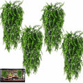 HERCOCCI 4 Pack Reptile Plants, Terrarium Hanging Plants Vines Artificial Leaves Habitat Decorations with Suction Cup for Bearded Dragon Hermit Crab Lizard Snake Geckos Chameleon