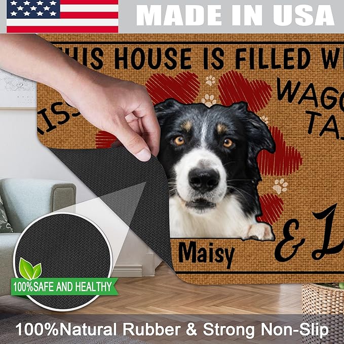 Personalized Dog Cat Mat with Name Photo Custom Placemat Feeding Mats for Food and Water Customized Non-Slip Waterproof Doormat for Bowls Outdoor Indoor Floors Gifts for Pet Owner