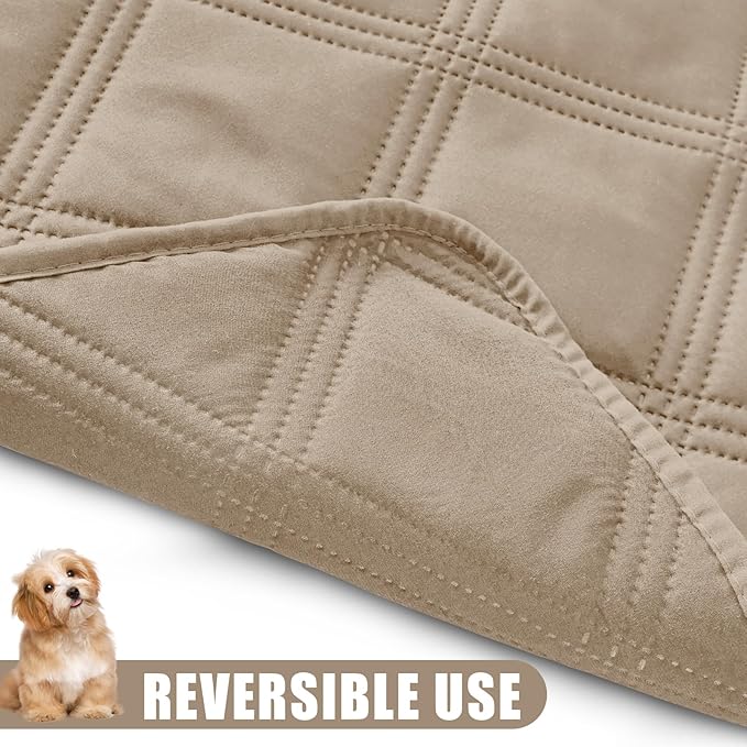 Smiry Waterproof Dog Bed Cover Blanket 52x82, Soft Reversible Pet Blanket, Washable Leakproof Cats Dogs Couch Cover for Sofa, Couch, Furniture, Taupe/Taupe