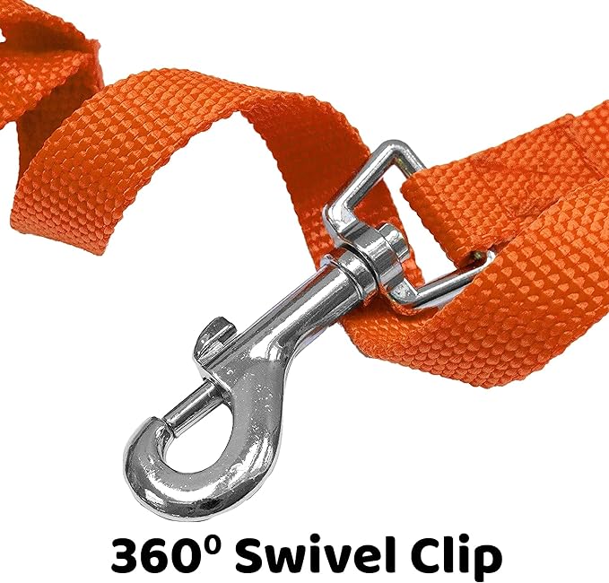 Downtown Pet Supply - Long Dog Leash - 150 ft Orange Nylon Dog Training Leash for Recall & Obedience