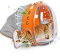 Cat Backpack Carrier Back Expandable Bubble Pet Carrier Backpack for Large Cat, Kitten and Dog, Designed for Hiking, Travelling and Outdoor Use (Back Expandable-Orange)