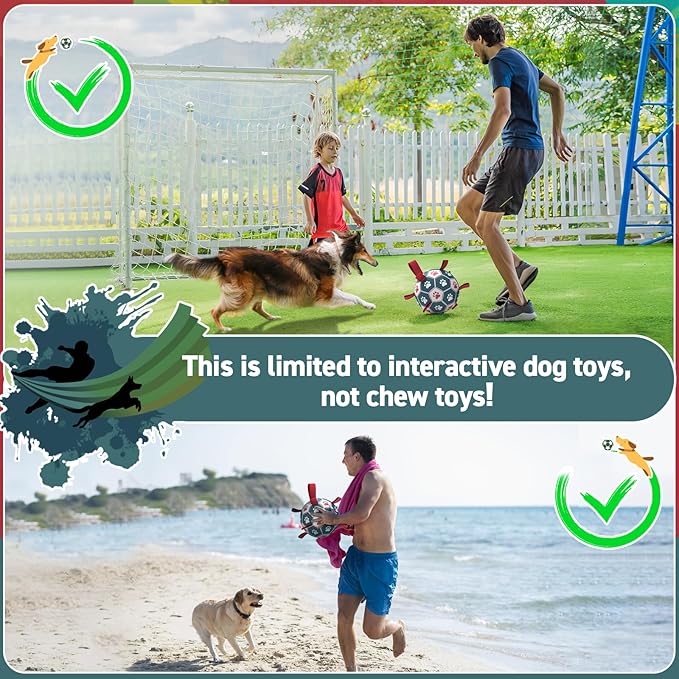 QDAN Dog Toys Soccer Ball with Straps：Durable Balls for Large Dogs, Outdoor Dog Toys, Puppy Birthday Gifts (8 Inch)