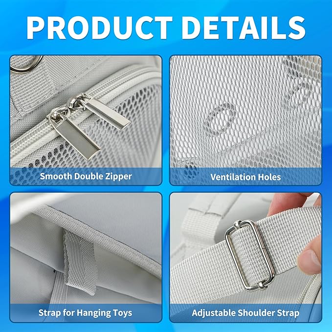 Small Bird Carrier Bag, Portable Travel Parrot Parakeet Carrier Cage with Perch and Easy Clean Tray, Lightweight Bird Backpack for Vet Visit Shopping and Outdoor Adventure