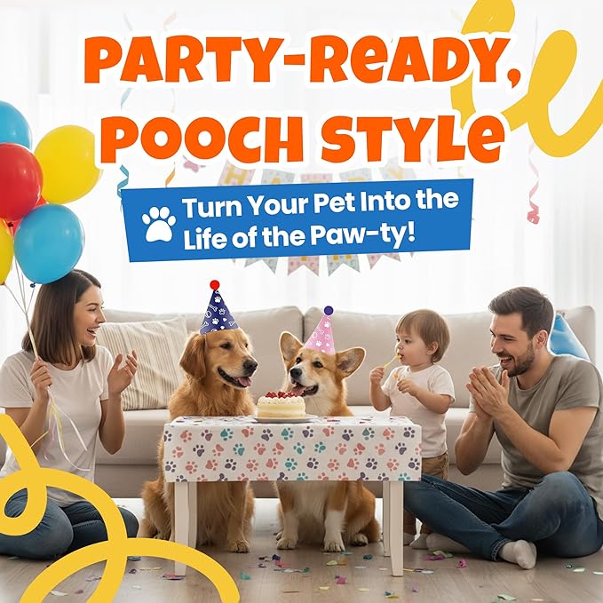 Dog Birthday Party Hat Set, Reusable & Adorable Kitty/Doggy Birthday Celebration Accessories, 1 Pack (9 Pet Hats & 2 Crowns) - Dirty Dog Goods