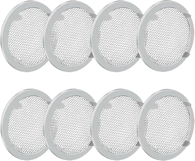 8-Pack 2" Circular Vent Covers, Steel Mesh Screen,Circular Screen with Tab Fasteners for Pet Cages (Reptiles/Birds) and Storage Shelves, Home, Garage & Industrial Airflow