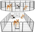 DUMOS Dog Playpen Indoor, Metal 32 Inch 16 Panels Foldable Pet Fence with Door, Outdoor Small Medium Large Dog Puppy Portable Exercise Play Pen for RV Camping, Trips, Play Yard