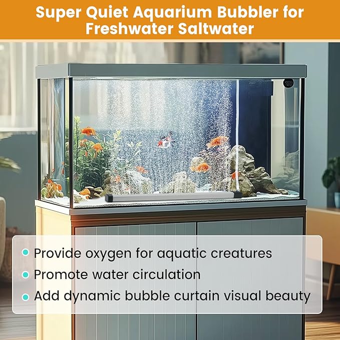 hygger Aquarium Bubble Strip, Nano Air Bubble Curtain Wall Aquarium Air Stone Kit, Quiet High Dissolved Oxygen Diffuser Fish Tank Bubbler Decorations for Freshwater Saltwater (13.8 Inch)