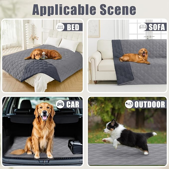 Smiry Waterproof Dog Bed Cover Blanket 40x80, Soft Reversible Pet Blanket, Washable Leakproof Cats Dogs Couch Cover for Sofa, Couch, Furniture, Grey/Dark Grey