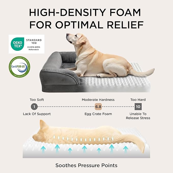 Bedsure Orthopedic Dog Bed for Extra Large Dogs - XL Washable Dog Sofa Bed Large, Supportive Foam Pet Couch Bed with Removable Washable Cover, Waterproof Lining and Nonskid Bottom, Dark Grey