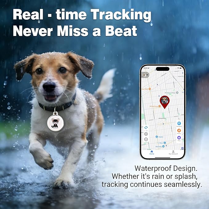 Smart GPS Tracker for Dogs|mini Easy to use Cat GPS Tracker|Waterproof and Drop-Proof|Real-time Positioning Smart Alarm pet Tracker|Extra Long Battery Life of 365 Day|No Subscription (Android & iOS)