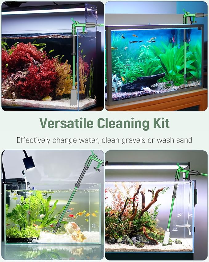 Pawfly Aquarium Water Changer Kit, Fish Tank Siphon Vacuum Cleaner with 6 Feet Long Hose and Extendable Tubing Manual Aquarium Gravel Cleaner Tools for Water Changing Sand Washing and Maintenance