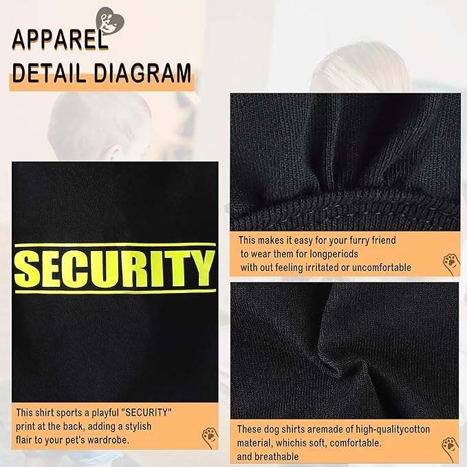 Discover Cozy Cotton Canine Wear: Soft, Lightweight, and Breathable Dog Shirt Vest with Eye-Catching Graphics(Security), Keeping Your Furry Friend Warm and Comfy! Grey 4XL