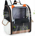 Lekereise Ventilated Dog Backpack Carriers, Cat Carrier Backpacks with Breathable Mesh for Small Cats Dogs Up to 17 Lbs, Pet Foldable Backpack Great for Travel Hiking Camping Outdoor Beige-Orange Ears