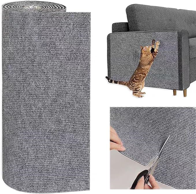 SHENGOCASE 157.5"x15.8" Trimmable Self-Adhesive Carpet Mat Pad Replacement for Cat Tree Shelf Shelves, Cat Wall Furniture Steps, Carpet Scratching Post Scratcher Couch Protector (Light Grey)