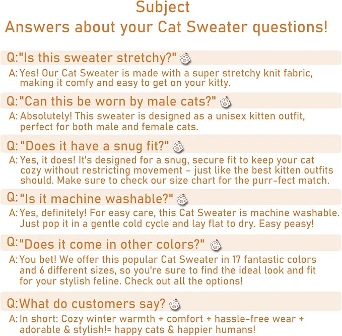 Stretchy Cat Sweater - 17 Colors & 6 Sizes | Snug Winter-Ready Knit for Boy/Girl Cats & Kittens(Dark Yellow, X-Small)