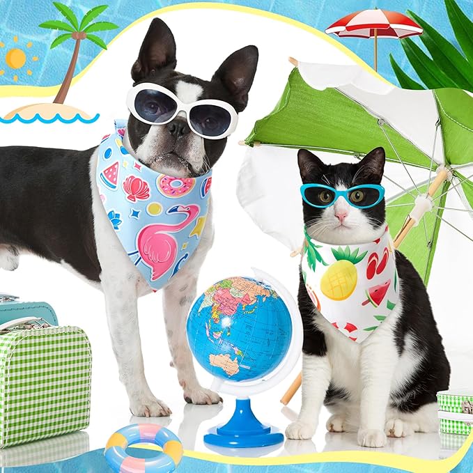 Chunful 100 Pieces Dog Bandanas Bulk Summer Pet Bandanas Pack Triangle Scarf Bib Kerchief Set for Small Large Dog Costume Accessories Decoration(31.5 x 21.7 x 21.7,Fruit)
