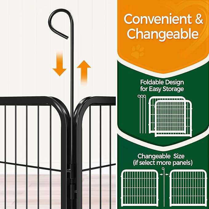 Yaheetech Dog Playpen, 24 inch 2 Panels Dog Pen for Indoor Heavy Duty Puppy Exercise Pen Metal Pet Fence for RV Camping/Yard/Garden