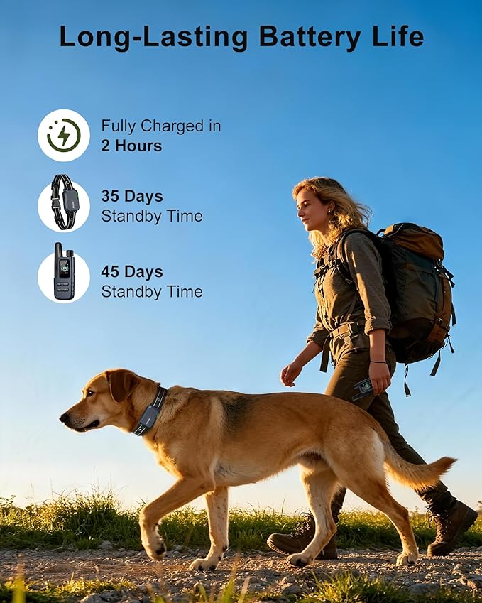 Jugbow Dog Shock Collar - 4500FT Dog Training Collar with Remote, IPX8 Waterproof Electric Dog Collar with 4 Training Modes, Security Lock, Rechargeable eCollar for 10-120lbs Dogs(Deep Blue)