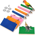 8 Pcs Bird Perch Stand Toy, Colorful Wood Parrot Perch Stand Platform Paw Grinding Stick, Bird Cage Accessories for Budgies,Parakeet,Cockatiel, Lorikeet, Conure