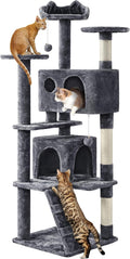 Yaheetech 62in Cat Tree Cat Tower for Indoor Kitty, Pet Furniture w/Double Condo, Scratching Posts, Multiple Platforms and Balls for Kittens, Dark Gray