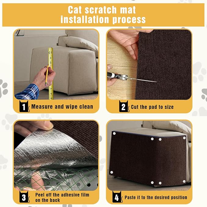 Cat Scratch Mat, 3PCS 39.4"x11.9" DIY Trimmable Self-Adhesive Cats Scratching Mat, Couch Protector from Cats Claw, Cat Scratch Furniture Protector Or Couch Protector (Brown)