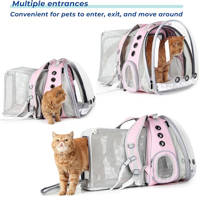 Lollimeow Expandable Cat Backpack Carrier for Large Cats & Small Dogs - Airline Approved Pet Bubble Backpack with Dual-Side Expansion, Perfect for Travel, Hiking & Outdoor Adventures, Up to 16lbs