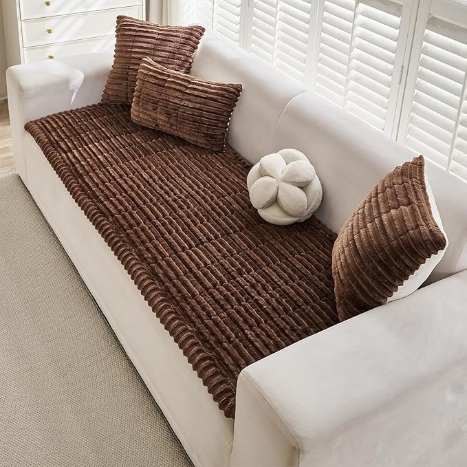 Sofa Cover Fuzzy Couch Cover for Pet, Couch Covers for Dogs Washable Non-Slip Sofa Slipcover Cushion Protector Pets Friendly Mat Bed