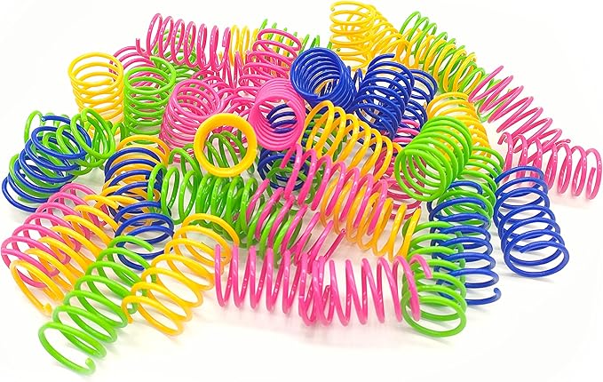 Cat Spring Toys 30 Packs, Plastic Colorful Springs Cat Toys for Cat Kitten Pets, Interactive Cat Toys for Indoor Cats and Kitten