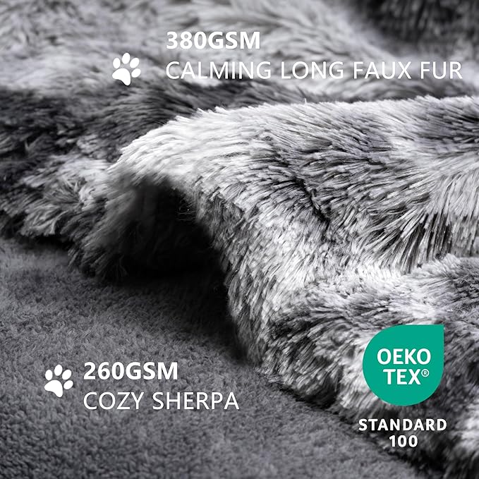 gogobunny Waterproof Dog Blanket for Couch & Furniture Protection - Super Soft Reversible Throw for Large Dogs & Cats, Calming Washable Fur & Sherpa Pet Blanket (40x50 Inch, Tie-dye Grey)