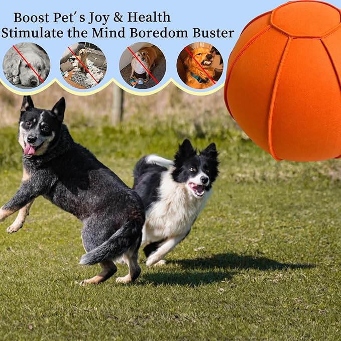 Herding Ball for Dogs, Dual Layered Herding Dog Ball Set for Australian Shepherd, Cattle, Collie, for Dog, Agility Equipment- Free Training Book (Orange, 22 inch)