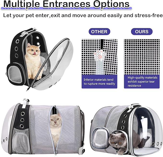 Expandable Cat Backpack Carrier Bubble for Large Cats 20 lbs, Airline Approved Pet Carrier Backpack for Small Dogs Kitten