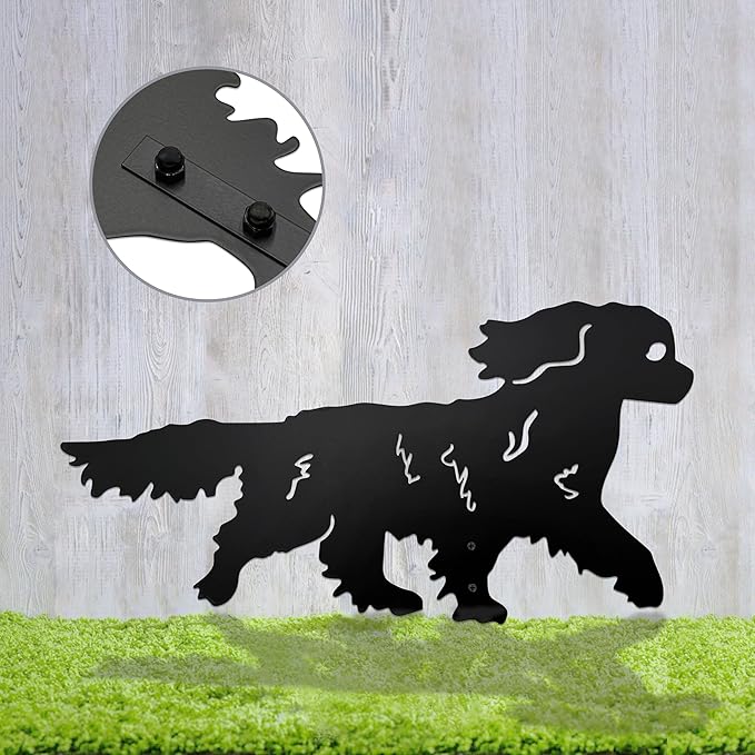 Running Cavalier King Charles Spaniel Garden Statue Gift – Rustproof Metal Outdoor Dog Decor with Garden Stake, Cavalier King Charles Spaniel Gifts for Pet Lovers, Memorial Gifts, Patio Lawn Yard Art