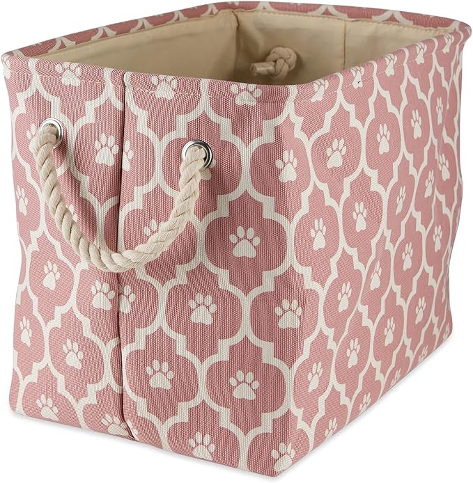 Bone Dry 6192 Pet Storage Collection Lattice Paw Print, Medium Rectangle, Rose