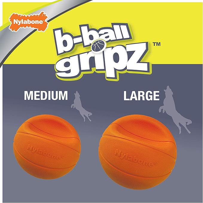 Nylabone Power Play Gripz Felt Basketball Rubber Fetch Toy, Squeaky Ball for Dogs, Large (1 Count)