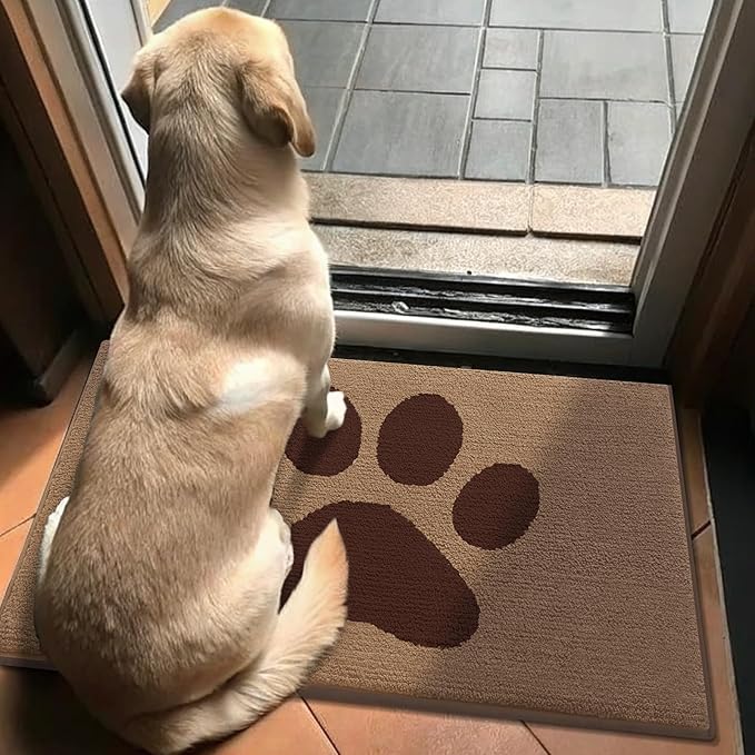Buganda Dog Door Mat for Muddy Paws, Absorbent Dirt Trapper Non Slip Indoor Doormats, Washable Low-Profile Mat for Mud Dogs, Entryway Carpet for Inside Floor (40x32 Inches, Beige)