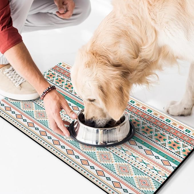 Pet Feeding Mat for Floors Waterproof Dog Mat for Food and Water Absorbent Quick Dry Non Slip mat for Cat Bowls