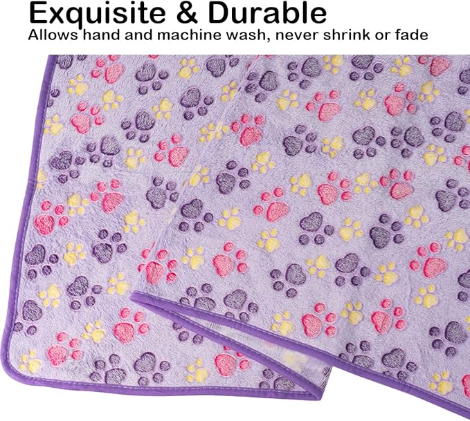 Dono 1 Pack 3 Dog Blankets, Soft Fluffy Fleece Pet Blanket Warm Sleep Mat Paw Print Design Puppy Kitten Throw Blankets Doggy Blanket for Dogs