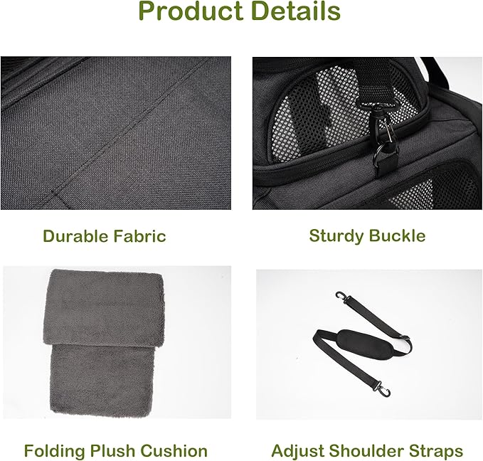 Expandable Pet Carrier Bag - Airline-Approved, Breathable Mesh, Secure Zippers, Padded Handle & Multi-Pockets (Dark Grey)