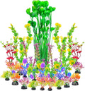 AQUANEAT 26pcs Artificial Fish Tank Plants, Multi Color Plastic Aquarium Accessories