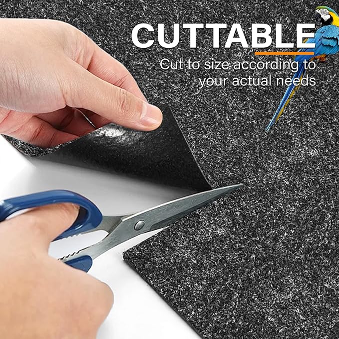 48 x 48 Inch Large Felt Bird Cage Mat, 3mm Thick Absorbent Felt Surface with Non-Slip Backing, Durable Under Pet Cage Mat for Bird Cages Tear-Resistant & Water-Absorbing Pad