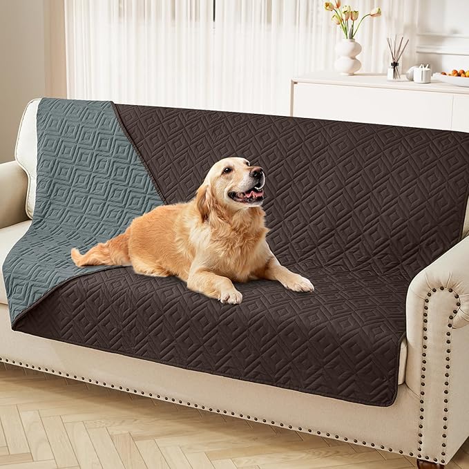 hyha Waterproof Dog Blanket, Soft Pet Bed Blankets, Waterproof Sofa Couch Cover for Dogs Washable, Reversible Pet Couch Covers for Sofa Furniture (52x82 Inch, Chocolate/Dark Grey)