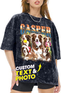 H-DEWALL Custom T Shirts Mineral Wash Tshirt Bootleg Rap Tee Customized Gifts for Boyfriend Birthday Shirts Tops for Women