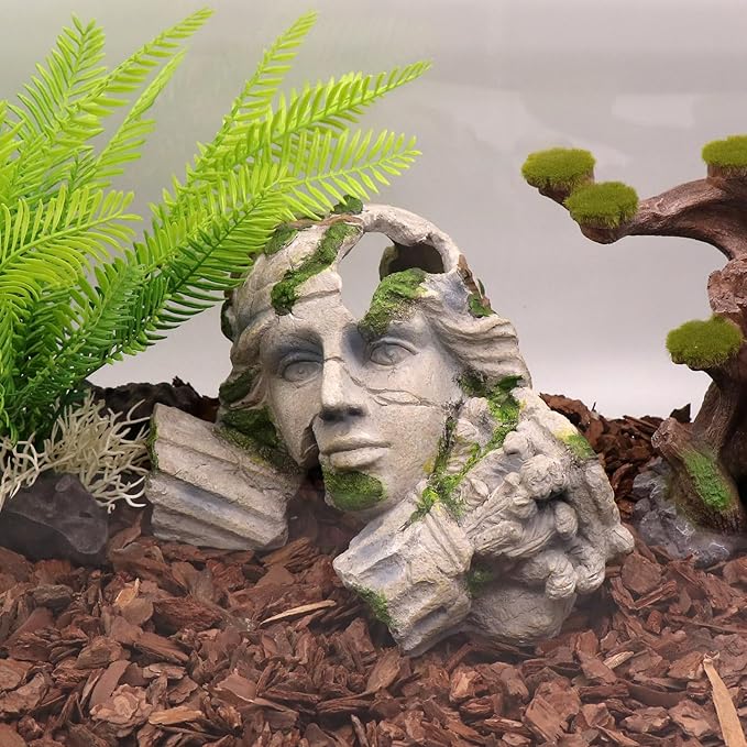 Reptile Cave Hideout Tank Accessories Decorations, Aquarium Hideaway Cave Fish Tank Decorations for Amphibians, Betta Fish, Shrimp, Lizards, Leopard Gecko