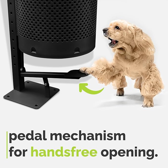 Hands-Free Dog Waste Station Outdoor with Pedal - Dog Waste Disposal System for Park & Trails - Rust Proof Doggie Station - Night Glowing Sign | 800 Pet Waste Bags & 100 Can Liners (Black)